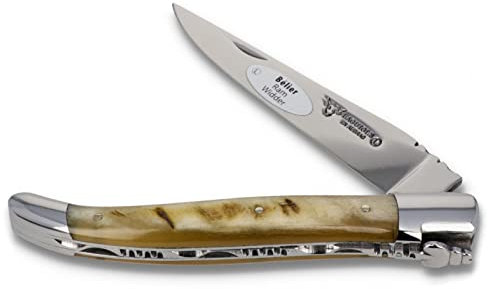 Laguiole en Aubrac Taschenmesser L0212BEIF 12 cm, Klinge 10 cm und Backen glänzend, Griff Widderkruste