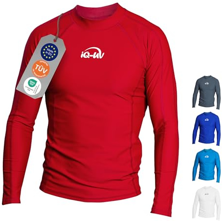 iQ-UV Shirt Herren Langarm Slim Fit – Rashguard für Herren mit Sonnenschutz zum Schwimmen, Surfen & Wassersport – Schwimmshirt Männer – Atmungsaktiv und schnelltrocknend