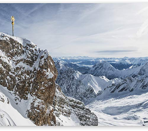 Wallpaper - Wall Mural Mountains 400x280 cm / 157.5 x 110.2 Non-Woven Premium Art Print Fleece Wall Mural Decoration Poster Picture Design Modern Nature Landscape Snow Peak Coulds Sky c-B-0075-a-a