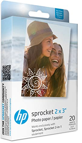 HP ZINK Fotopapier (20 Blatt, 5 x 7.6 cm, selbstklebende Rückseite)