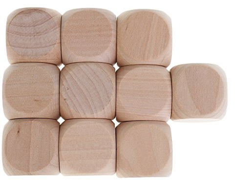 10x Holzwürfel Würfel Würfel Blank Unlackiertes Holz Sechsseitig 30 mm 3 cm