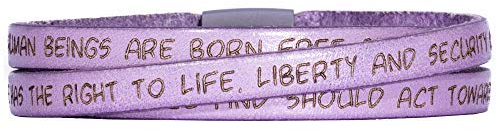 GILARDY GHR-BR1LI63 Human Rights Leder-Armband BR1 in der Farbe Lilac/Lila mit Gravur der Menschenrechte 63 cm - Extra Large