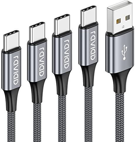 RAVIAD USB C Charger Cable, 4Pack 0.5M+1M+2M+3M Type C Charger Fast Charging 3A Nylon Braided USB C Cable for iPhone 16/15 Plus Pro Max, Samsung Galaxy S24/S23/S22, Huawei P40/P30, Google Pixel