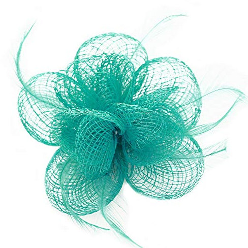 Pince Broche Mariage Petales Fleur Plumes Bleu Turquoise