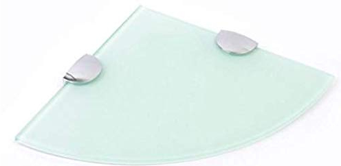 BSM Marketing Lot de 2 étagères d'angle en verre trempé pour salle de bain, chambre à coucher, cuisine, bureau - 250 mm x 6 mm d'épaisseur - Finition chromée