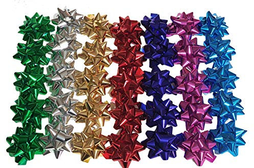100 Pezzi Stelle Stelline Decorative Pacco Regalo Confezione DIAM. 5 CM Misti 7 Colori