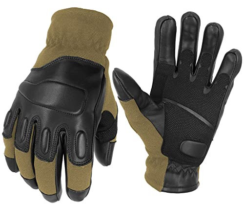 TacFirst Allrounder II Taktische Einsatzhandschuhe, Schnitthemmende Polizei, BW, SEK, Security Handschuhe (L, Tac Braun)