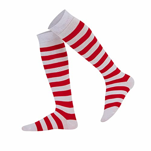 Mysocks Unisex Kniestrümpfe lange Socken Streifen Rot und weiß
