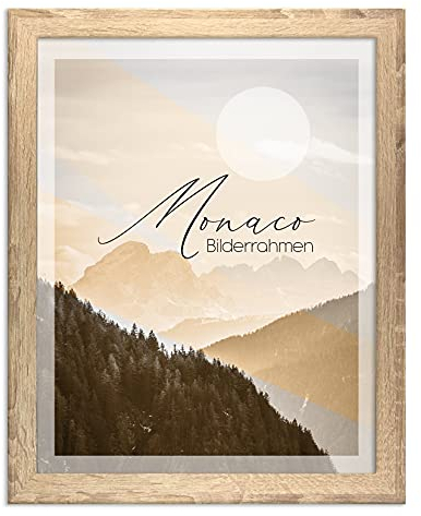 BIRAPA Monaco Bilderrahmen Holz 48x68 cm Sonoma Eiche - Wechselrahmen Bilderrahmen Plexiglas - für Fotos, Bilder & Poster