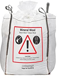 10 Stück Big Bag Mineralwolle Sack 1m³ Maße 90x90x120cm | Sack für Mineralwolle, Glaswolle Abfälle, Steinwolle und KMF | Big Bag verschließ KMF sack alle Abbrucharbeiten mit Standardschlaufen