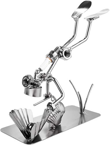 BRUBAKER Schraubenmännchen Taucher mit Muschel - Handarbeit Eisenfigur Metallmännchen Perlentaucher - Metallfigur Geschenkidee für Taucher