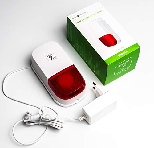 Outdoor Einbruchalarm Sirene mit 95 dB Sound | Inklusive 12V Adapter und Backup-Batterie | Gültig für die Verwendung als autonomes Alarmsystem