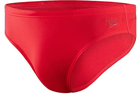 Speedo Men's Endurance+ 7cm Swimming Briefs | Chlorine Resistant | Swim Fitness | Training, Fed Red, 30