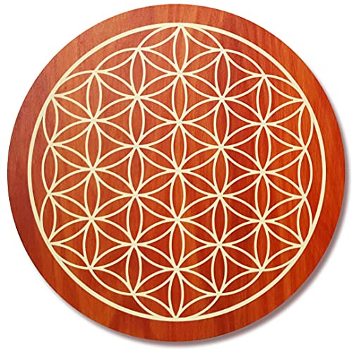 BLUME DES LEBENS aus Holz Deko groß Ø 40cm · Wanddeko Lebensblume nachhaltig aus Naturholz · Glücksbringer Schutzsymbol · Geschenk Idee Geburtstag Weihnachten · Wandbild Schlafzimmer