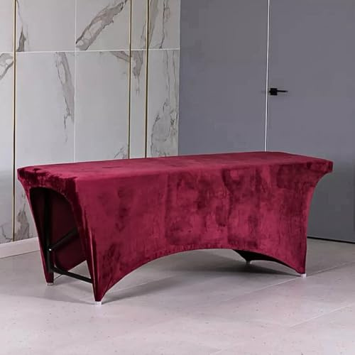 Untitled Verlängerter Liegenbezug für Massagebett | Bezug | Velours | Spannbetttuch für alle gängigen Kosmetikliegen Massageliegen Couches (Weinrot, 70 x 190 cm)