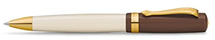 Kaweco STUDENT Kugelschreiber 20's Jazz I Business Kuli aus hochwertigem Acryl in Braun & Creme I Edler Kugelschreiber mit Geschenk-Box aus Metall I Nostalgischer Drehkugelschreiber 13 cm