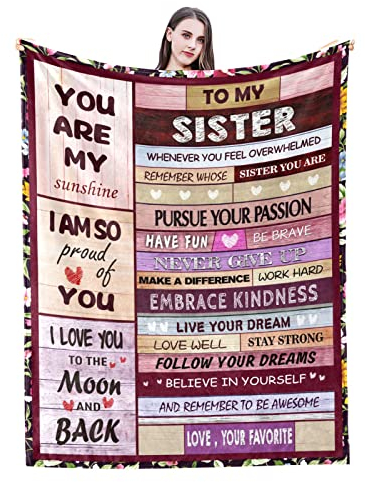 Gmamasim Home Blanket to My Sister, Geburtstagsgeschenke, Fleece-Flanell-Überwurfdecken für Schwester, ultraweiche, mikroleichte, warme Decke für Bett, Camping (an meine Schwester, 127 x 101 cm)