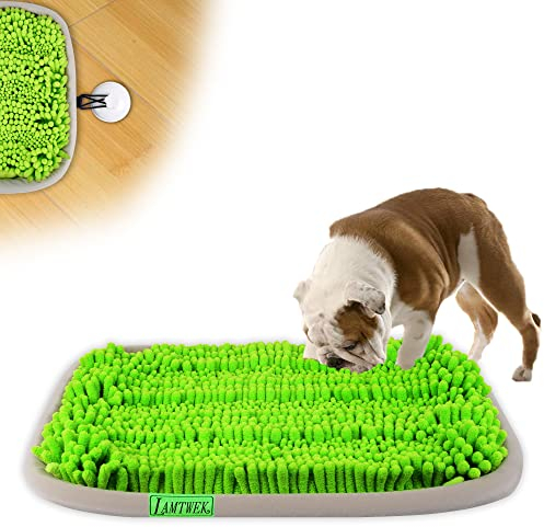 LAMTWEK 17 x 21 Schnüffelteppich Hunde,Intelligenzspielzeug für Hunde,Hundespielzeug Intelligenz,Hunde Schnuffelteppich Waschbar Riechen rutschfest Hundespielzeug Schnüffelspielzeug 2 Saugnäpf
