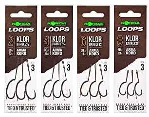 Korda Loop Rigs Klor 8 | 30lb Micro Barbed Carp Fishing Rigs | Ready Tied Hook Sections for Combi-Rig