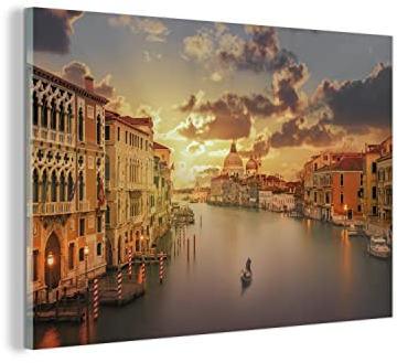 MuchoWow Glasbild Glasfoto Wandbild Bilder Deko 150x100 cm Italien - Gondel - Canal Grande