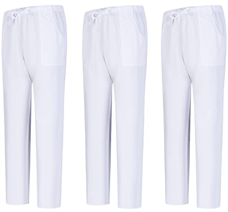 MISEMIYA - Packung 3 Stück - Unisex SANITÄRHOSE - MEDIZINISCHE Uniformen SANITÄR Uniformen Arbeitshose - 3-6802 - Small, Weiß 68