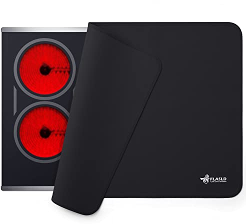 FLASLD Fireproof and Waterproof Stove Covers, 24x42 inch Electric Stove Mat - Ceramic Glass Cooktop Protector - Flat Top Oven Cover, Black