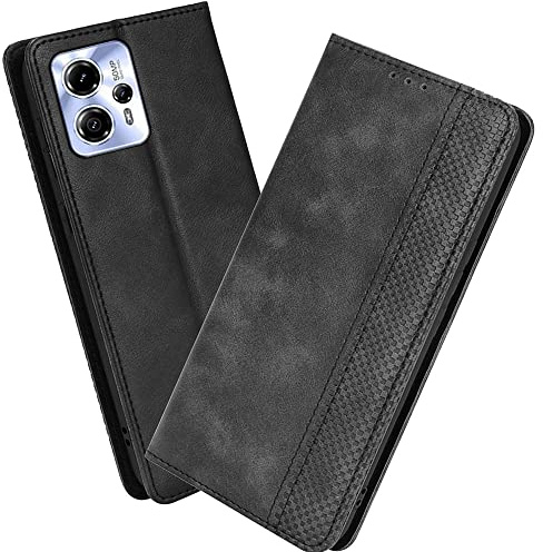 XINNI Handyhülle für Motorola Moto G13 Hülle, PU/TPU Klappetui Schutzhülle Flip Magnetisch Telefonhülle, Schwarz
