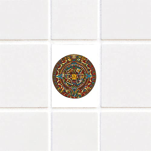 Indigos UG Fliesenaufkleber Bad und Küche - Küchenfliesen Fließen - Fliesenspiegel 20x25 cm - Aztekisches Zeichen - Azteken-Kalender
