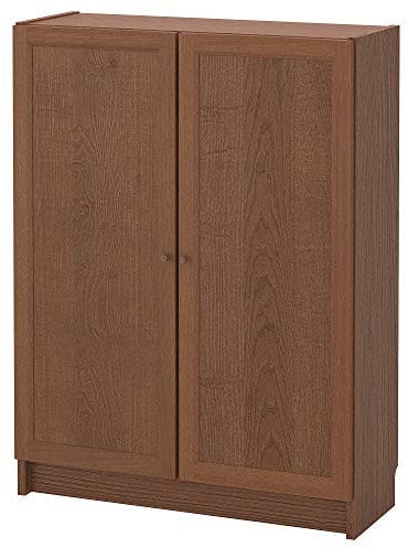 IKEA Billy/OXBERG Bücherregal mit Türen, 80 x 30 x 106 cm, Braun Esche Furnier