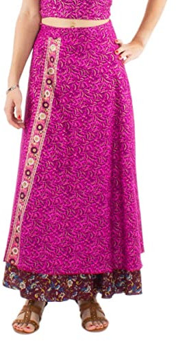 Coline - Jupe Longue bohème réversible - Couleur : Fushia - Taille Unique