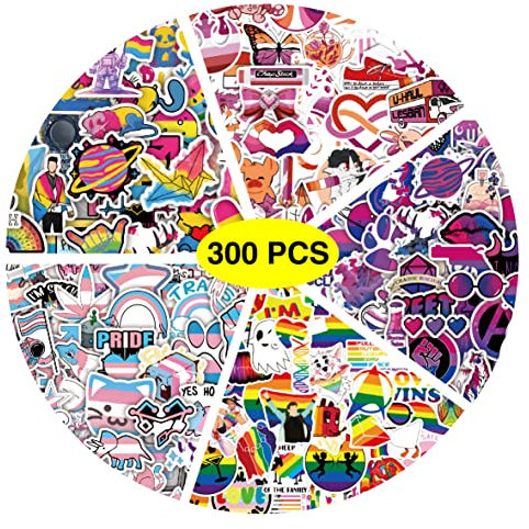GTOTd LGBTQ Aufkleber (300 Stück) Geschenke Regenbogen Lesben Gay Pride Merch Party Supplies Dekor Aufkleber Vinyl für Laptop Wasserflasche Handy Teenager Mädchen