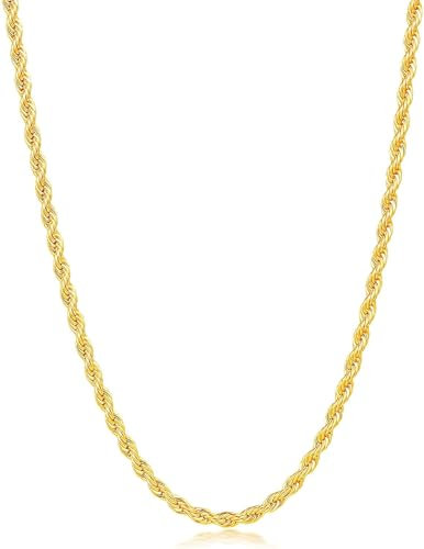 IFIX 30'' Gold Rope Chain for Men Women Rope Necklace Chain 4mm 5mm 6mm 80s Gold Chain Costume Chain 90s, 31 Inch Long, Stainless Steel, No Gemstone