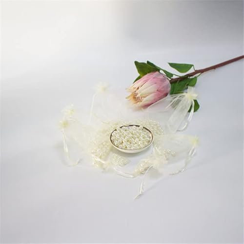MObyat 50 Stück 7 x 9 cm, bunte Dekoration, Kordelzug-Verpackungsbeutel und Beutel, kleine Organza-Beutel, Schmuck für Geschenk, Verlobung, Beige, 9 x 12 cm, 50 Stück