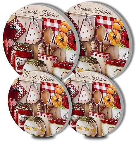 Walarky Lot de 4 couvre-plaques ronds en métal rustique cuisinière électrique, brûleur supérieur, protection de four à gaz, accessoires de cuisine, table de cuisson moderne, décoration de cuisine