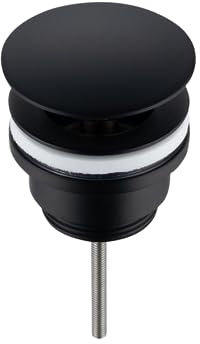 BALNEO Bouchon D'évier Universel Click Cone Pop-Up Noir, Laiton, Antirouille, Anti-Fuite, Raccord de Vidange Universel, 66mm X G1 1/4, Click Clocke D