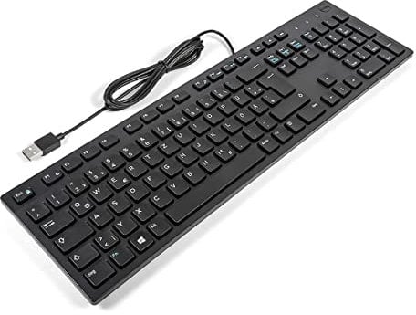 Dell KB216 GERMAN Slim Office Multimedia Keyboard BLACK (Renewed)