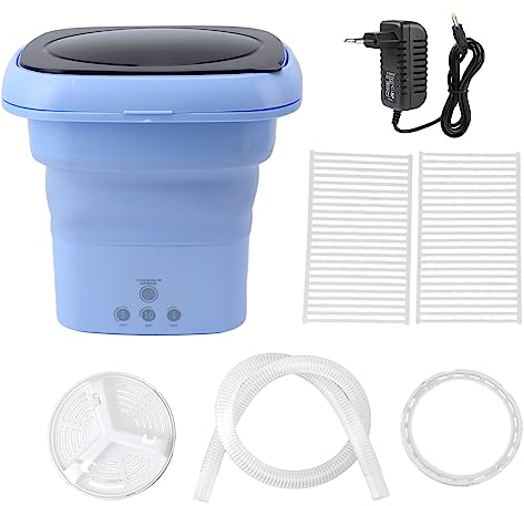 ciciglow Tragbare Waschmaschine, Faltbare Mini-Waschmaschine, Große Kapazität, Sanftes Schleudern, Kleine Waschmaschine mit Schwarzem Deckel für Socken, Röcke, Blusen, Babykleidung, (Blau)