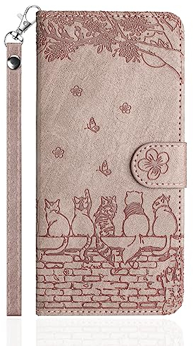 Butnyeoe Handyhülle für Samsung Galaxy S20 FE 5G,Zaunkatzen Klappbar Hülle,Geprägtes PU Leder Wallet Schutzhülle Tasche Flip Case,Magnetische Klapphülle mit Kartenfach Standfunktion,Rosa-Violett