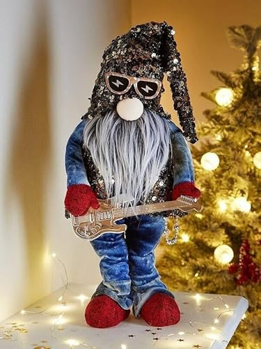 Marco Paul 37cm Standing Rock Gonk – Soft Plush Christmas Nordic Gnome Ornament - Sparkle Furry Fabric Festive Home Decoration Novelty Winter Santa Decorations