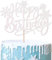 1 Stück Schneeflocken Tortendeko Glitzer Happy Birthday Winter Kuchen Deko Gefrorenes Thema Cake Topper für Eingefroren Thema Geburtstag Party Weihnachten Baby Dusche Kuchen Dekoration Weiß