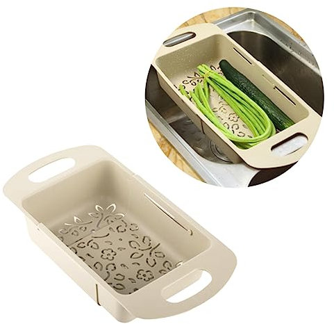 Cabilock Colador De Fregadero De Cocina Multiusos Escurridor Extensible Cesta De Drenaje Color Nórdico