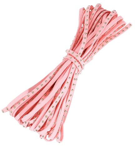 QUARKZMAN 10 Meter Kunstleder Wildlederband mit Nieten, 5mm Studded Mikrofaser Leder Schnur für DIY Herstellung von Halsketten, Armbändern (Pink)
