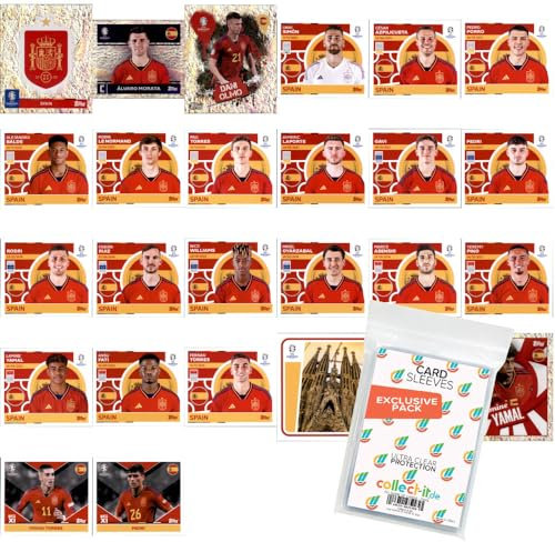 Bundle mit UEFA EURO 2024 Germany - Sammelsticker - Mannschaftspaket + Exklusive collect-it Hüllen (Spanien)