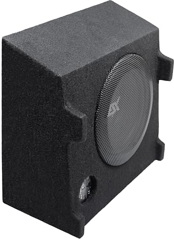 ESX SXT800Q - 20 cm (8”) Downfire-Subwoofer-System passiv passend/kompatibel mit Volkswagen T5 / T6 / T6.1 (Freiraum unter dem Fahrer-/Beifahrersitz) mit 500 W max.