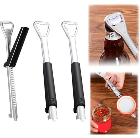 3 Stück Einstellbarer Dosenöffner aus Edelstahl,Jar Opener,Verstellbarer Dosenöffner,Multifunktionaler Müheloser Arthritis Glasöffner,Flaschenöffner für Senioren,Manuell Lid Opener mit Kapselheber