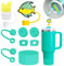 Stanley Silicone Accessories Set: 6 Pcs Spill Proof Stopper, 2 Straw Covers, 1 Silicone Boot for 40oz & 30oz Tumbler (Tropical Teal)