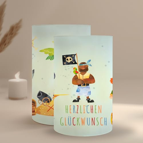 MeinBaby123® 10er Set Piraten-Windlicht-Banderolen | Partydeko | Piratenparty Kindergeburtstag | Piraten-Motto, Kindergeburtstag Deko Jungs, ideal für Teelichter, wiederverwendbar