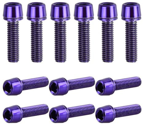 12 Pezzi Bici Stelo Bulloni, M5 x 18 mm Viti Fisse per Stelo Bici con Rondella, Bulloni per Manubrio Della Bicicletta, Vite da Bicicletta per Mountain Bike Bici da Strada (Viola)