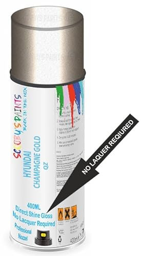 SCOOBYS PAINTS BACK IN THE MIX Direct Gloss Aerosol Spray Paint For Hyundai Champagne Gold Code: Qz No Lacquer Required