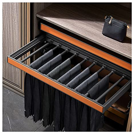 GLMGBP Armadio Porta Pantaloni telescopico Incorporato con cassetto e Sistema di Buffer, Larghezza Regolabile, Binario Scorrevole per riporre Sciarpe e Jeans